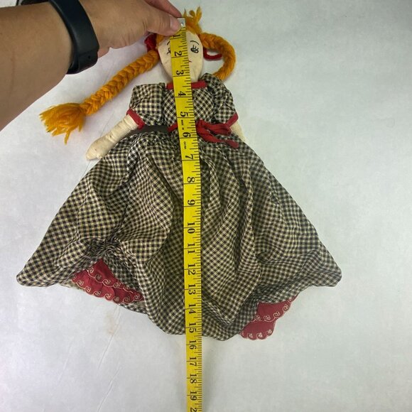 Vintage Hand Made Bed Sitting Pillow Doll Yarn Pigtails - Picture 9 of 9